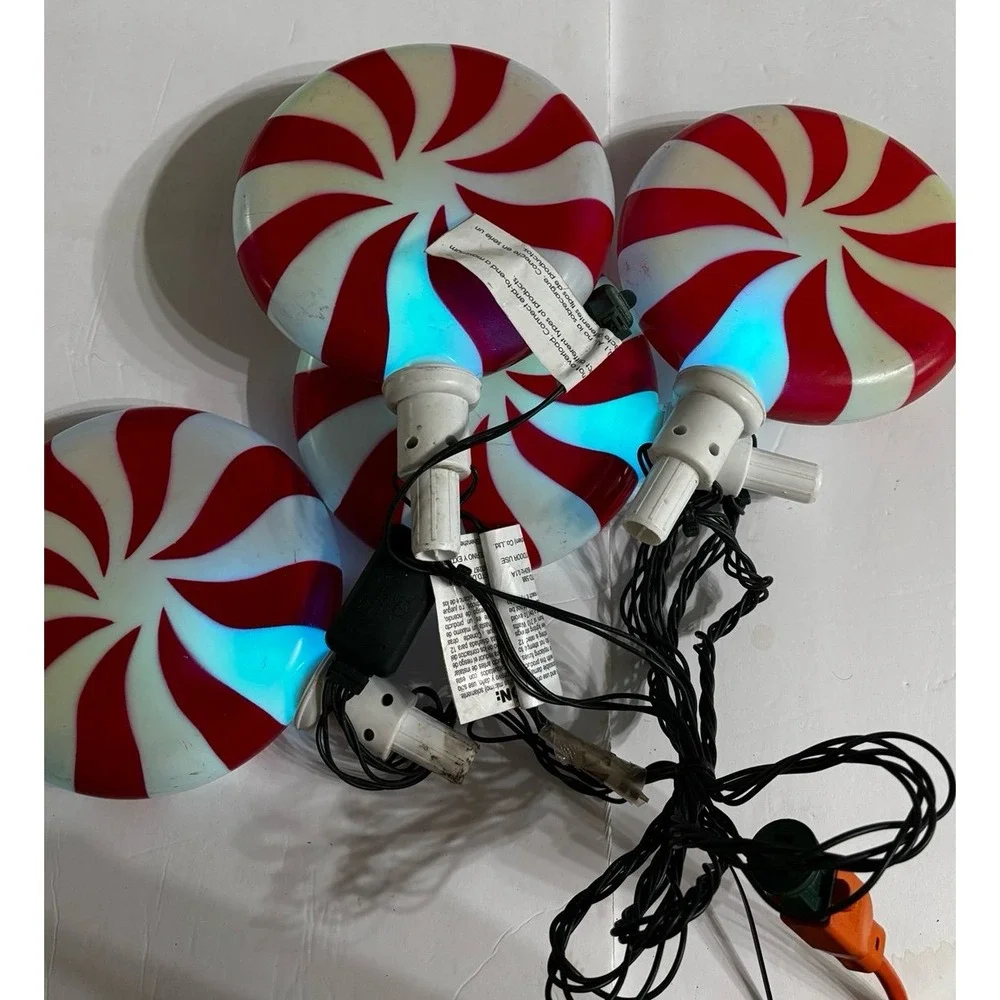 Christmas Candy Cane Blow Mold Lights (8) as is
